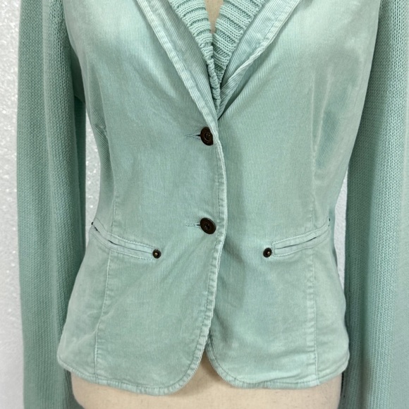 Oui Moments Mint Green Knit-Collar Blazer - Size 4 - Picture 13 of 15